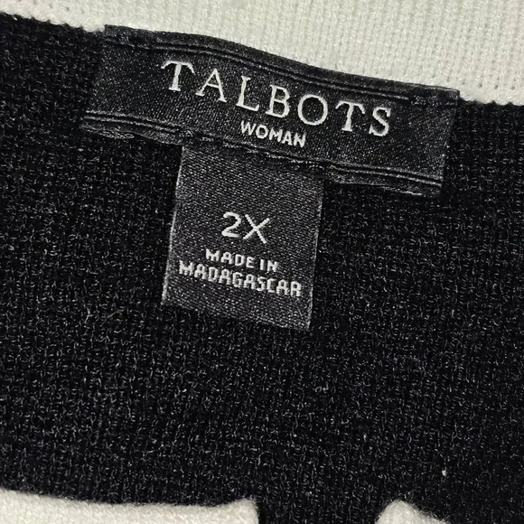 Talbots Womens Black White Long Open Front Cardigan Sweater 2X - Picture 5 of 5